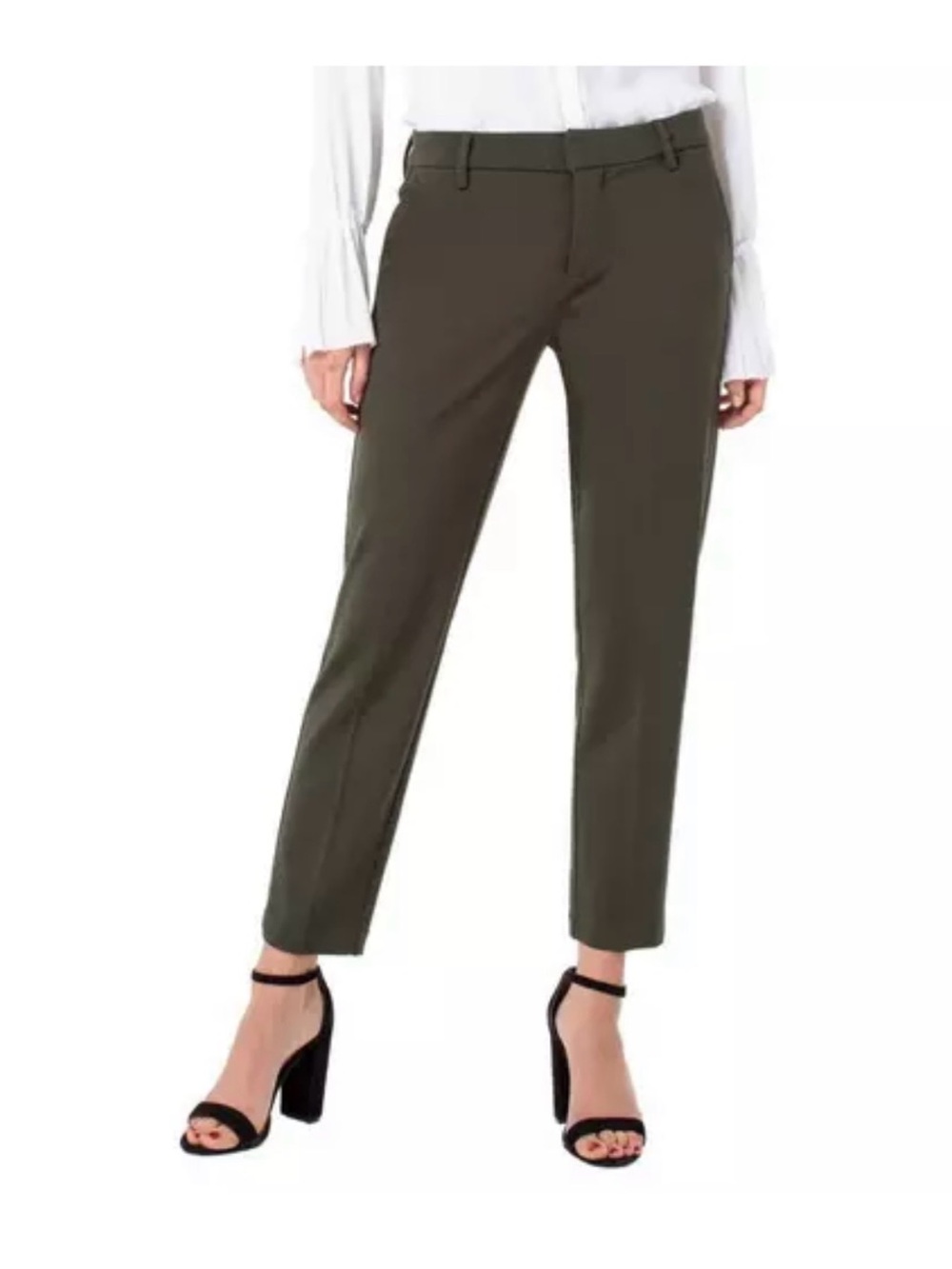 Liverpool Kelsey Slim Leg Trouser Olive Branch Green Size 10/30